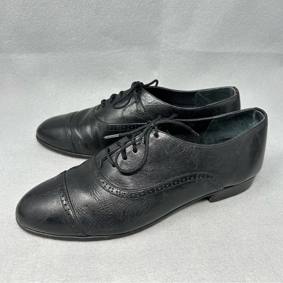 Giorgio Brutini Mens Black Oxfords Size 7.5 Leather Upper & Sole Cap Toe Derby - Picture 1 of 13